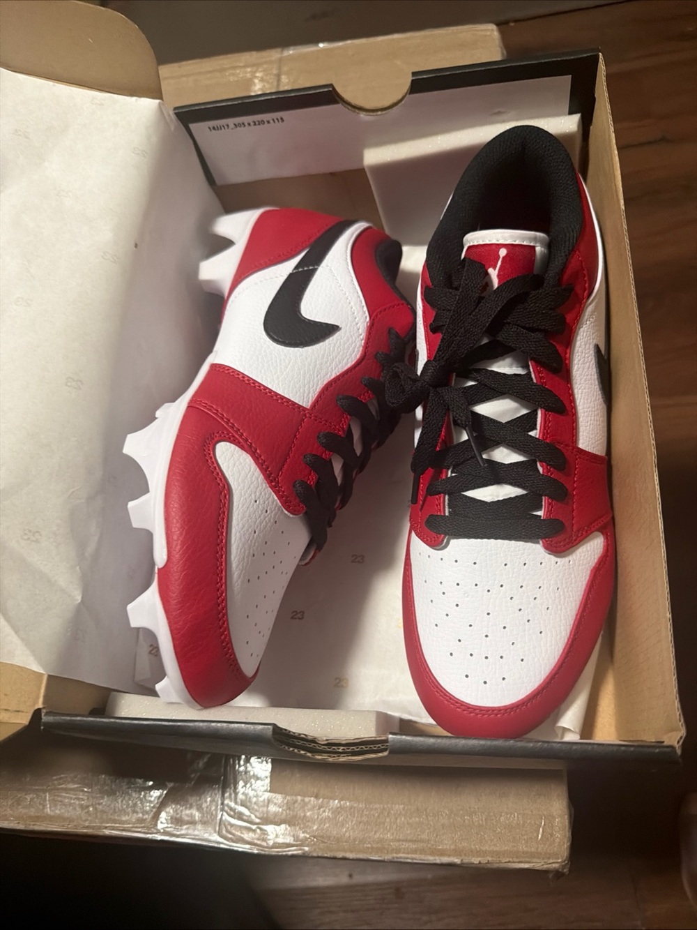 Nike Air Jordan 1 Vapor Edge Low TD Chicago Red White Black Football Cleats 9.5